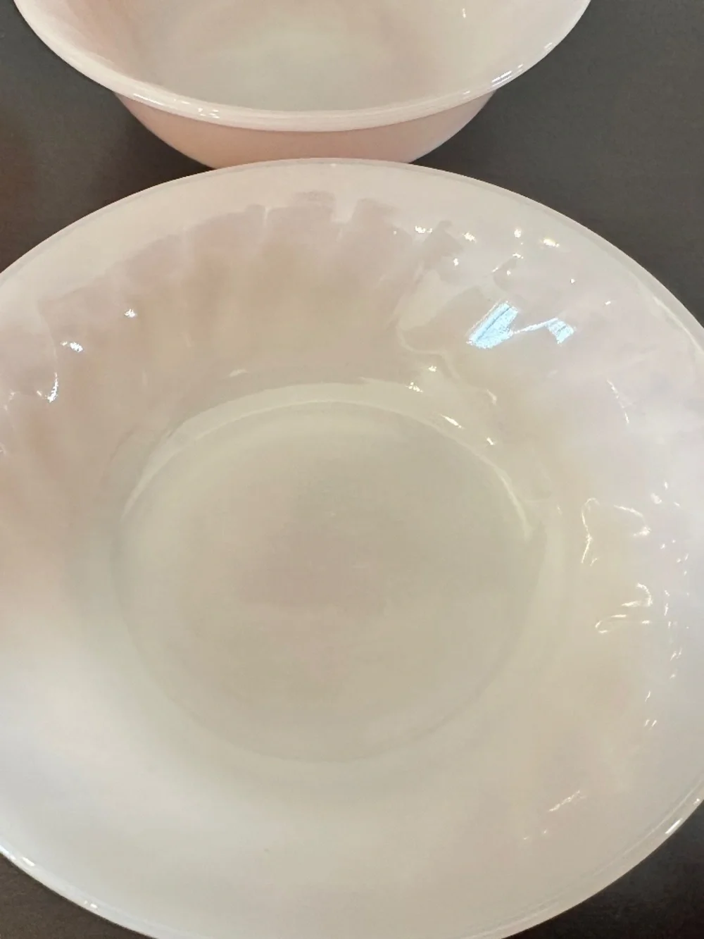 Fire King Oven Ware Lot Vintage 1950s USA 6 Dessert Berry Bowls Pink Swirl